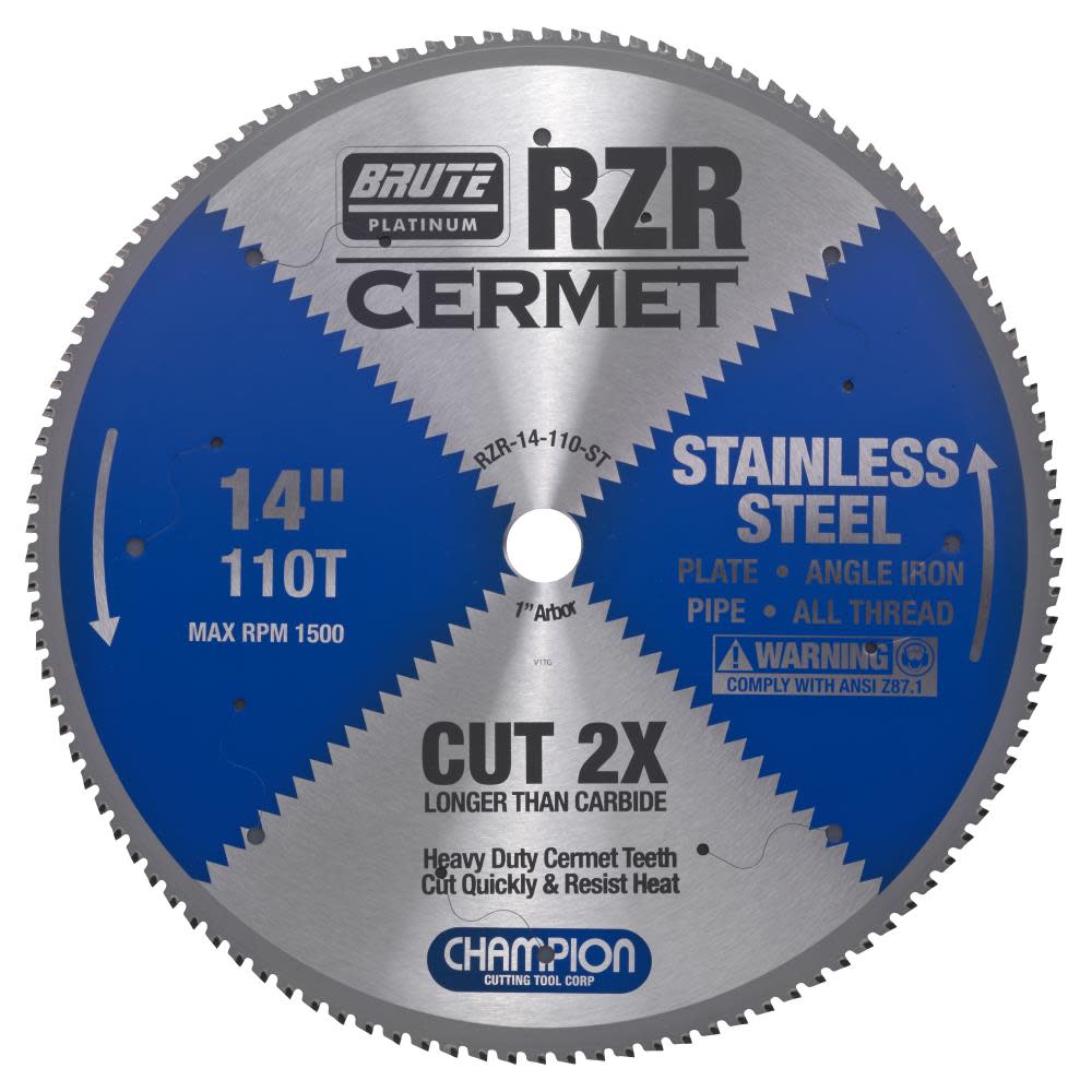 Champion Cutting Tool Cermet Tipped Circular Saw Blade 14 In. (Stainless Steel Cutting) - Flockneti