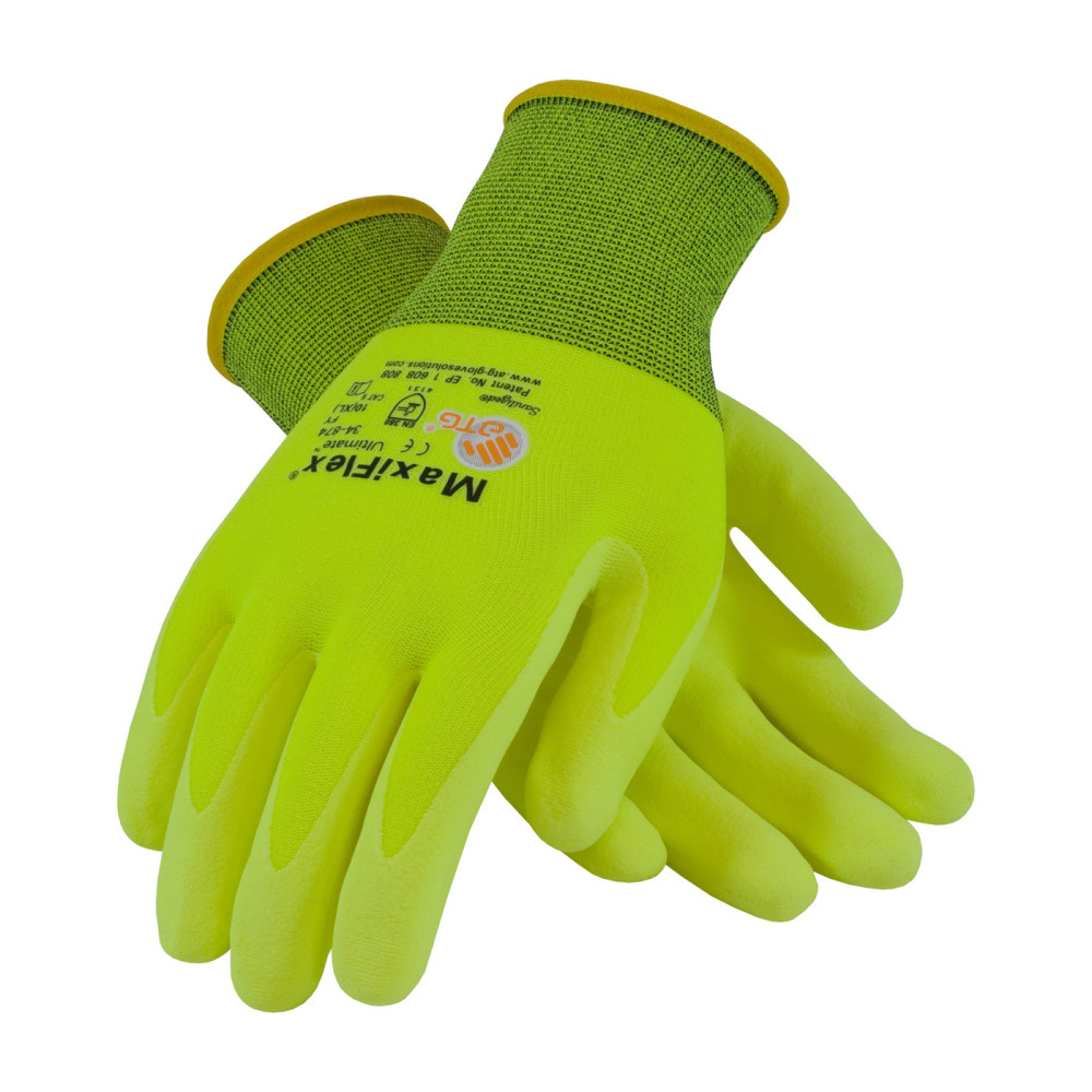 Protective Industrial Products Gloves Hi-Vis Yellow MaxiFlex Ultimate Nylon/Elastane 2X - Flockneti