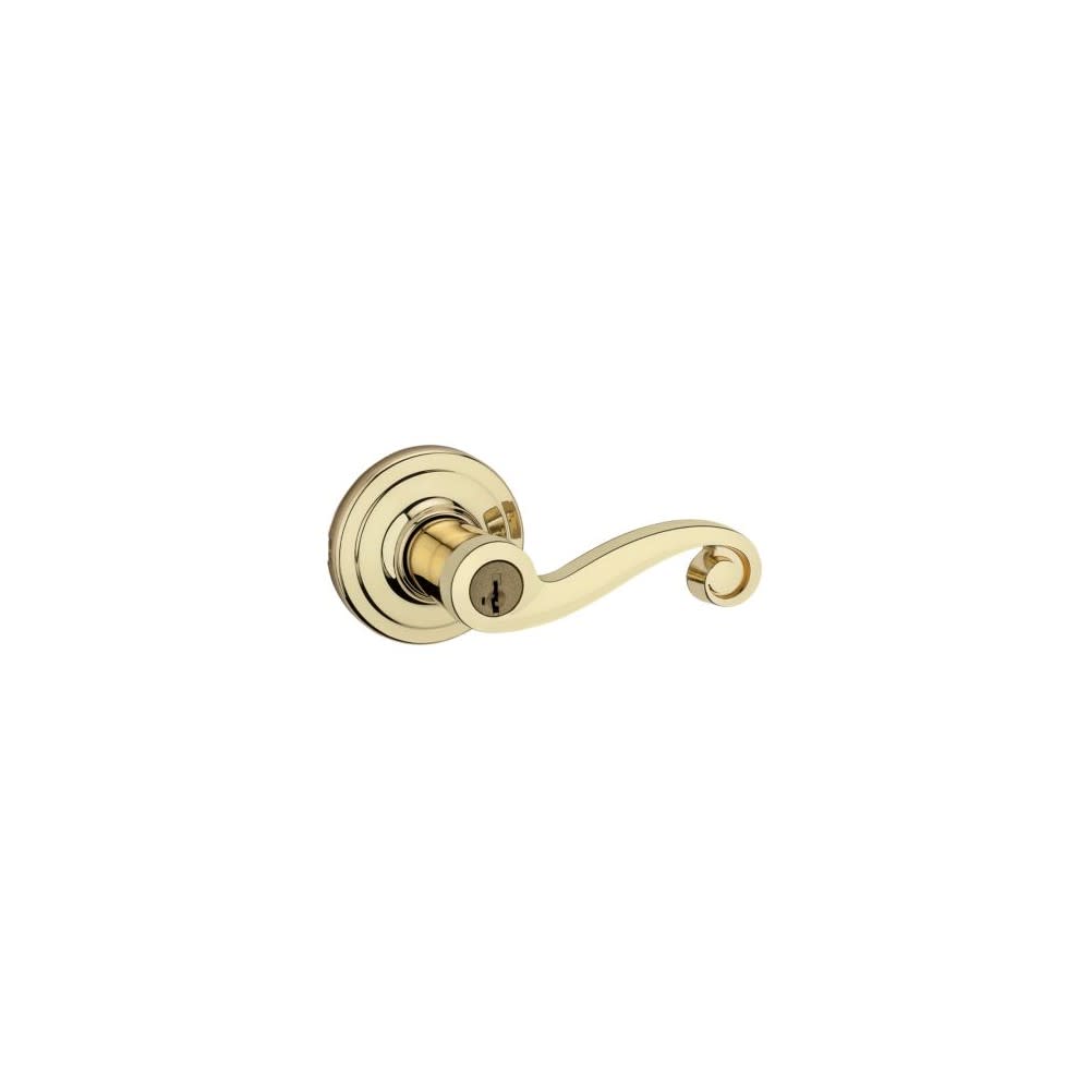 Kwikset Polished Brass Signature Series Keyed Entry Lido Door Lever - Flockneti