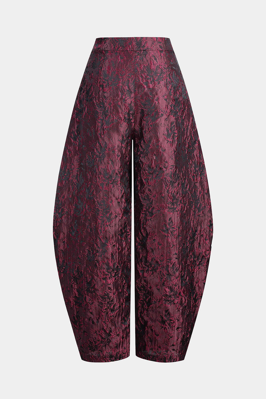 Floral Print Jacquard Zipper Wide Leg Pants - Flockneti