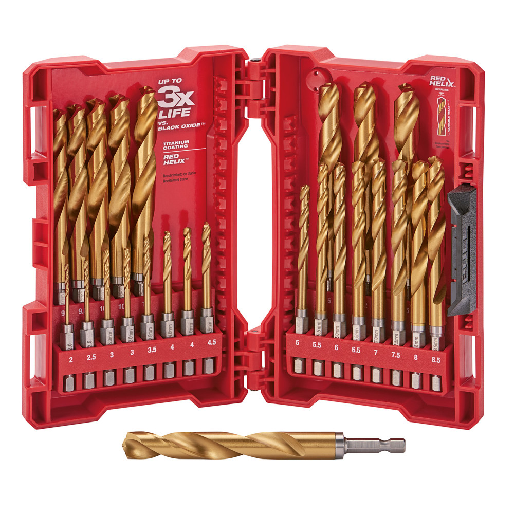Milwaukee 25-Piece Metric Titanium SHOCKWAVE Red Helix Drill Bit Kit - Flockneti