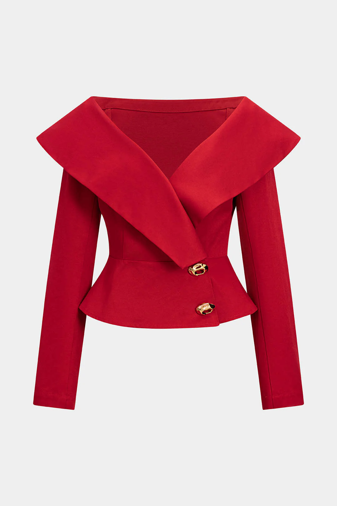 Asymmetrical Metallic Button Crossed Long-Sleeve Shirt - Flockneti