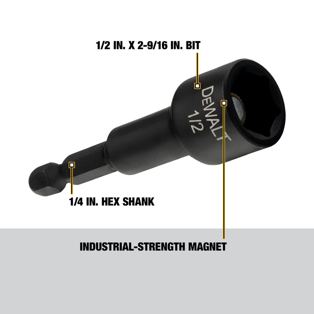 DEWALT 1/2 In. x 2-9/16 In. Magnetic Nut Driver - Flockneti