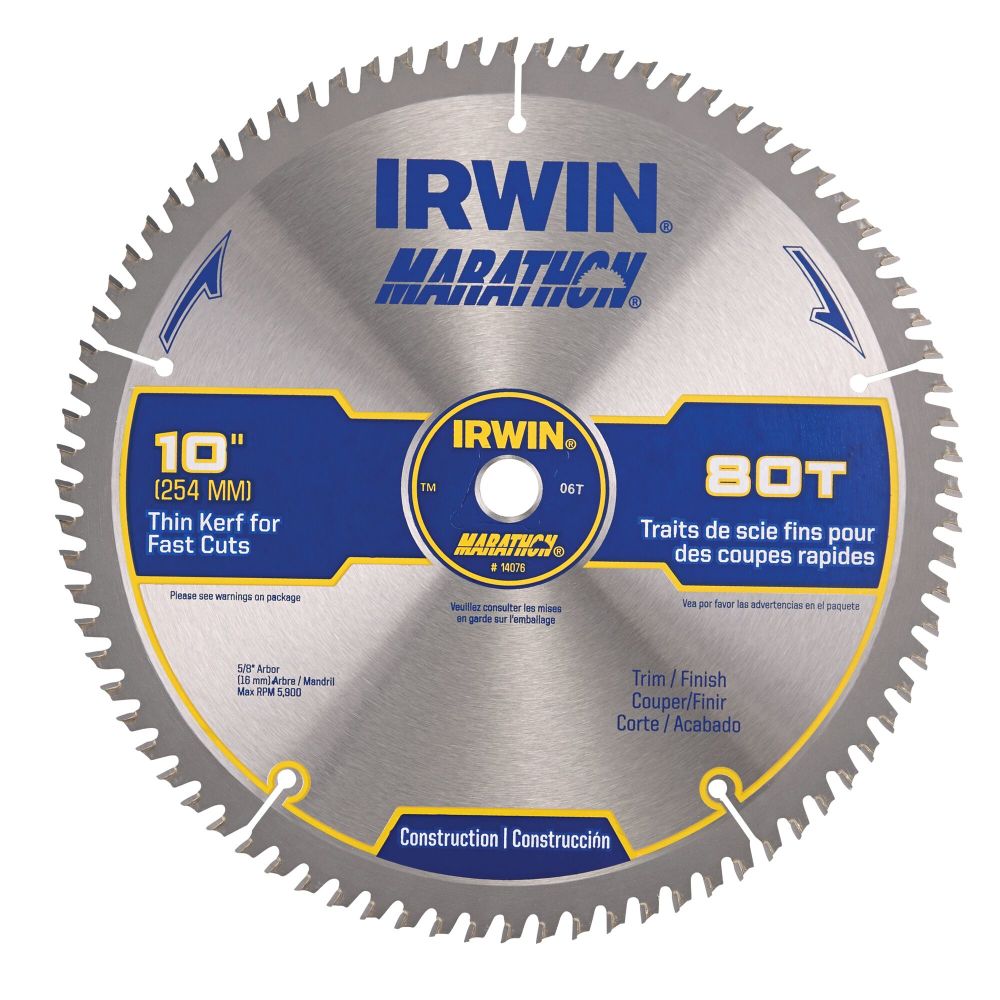 Irwin Marathon Carbide Table/Miter Circular Blade 10″ 80T - Flockneti