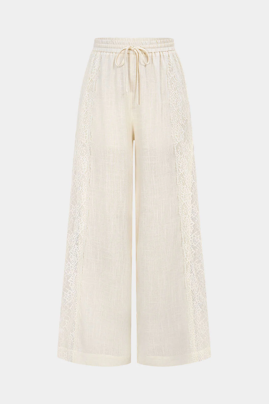Lace Drawstring Wide Leg Pants - Flockneti