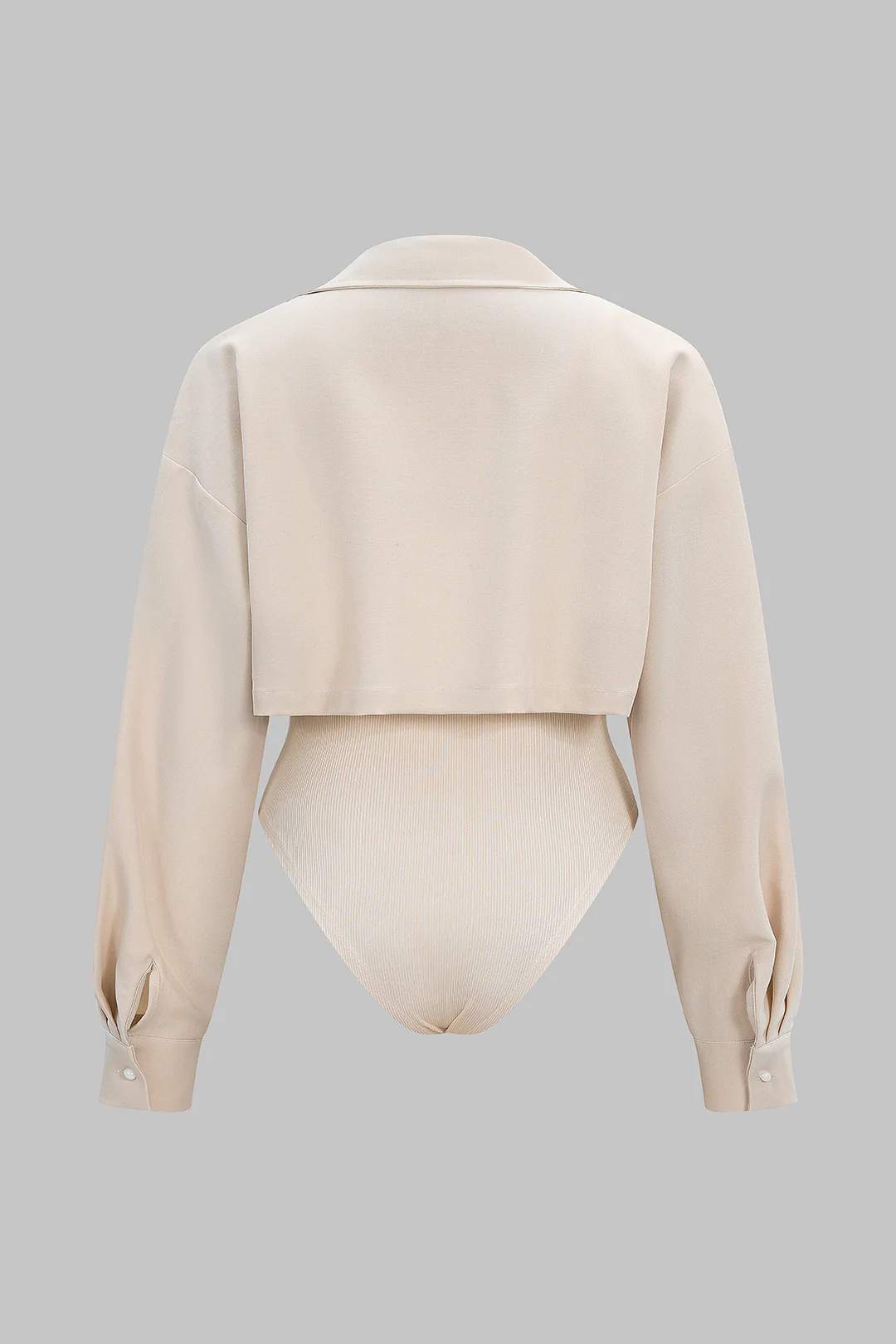 Plus Size Patchwork Button Long Sleeve Bodysuit - Flockneti