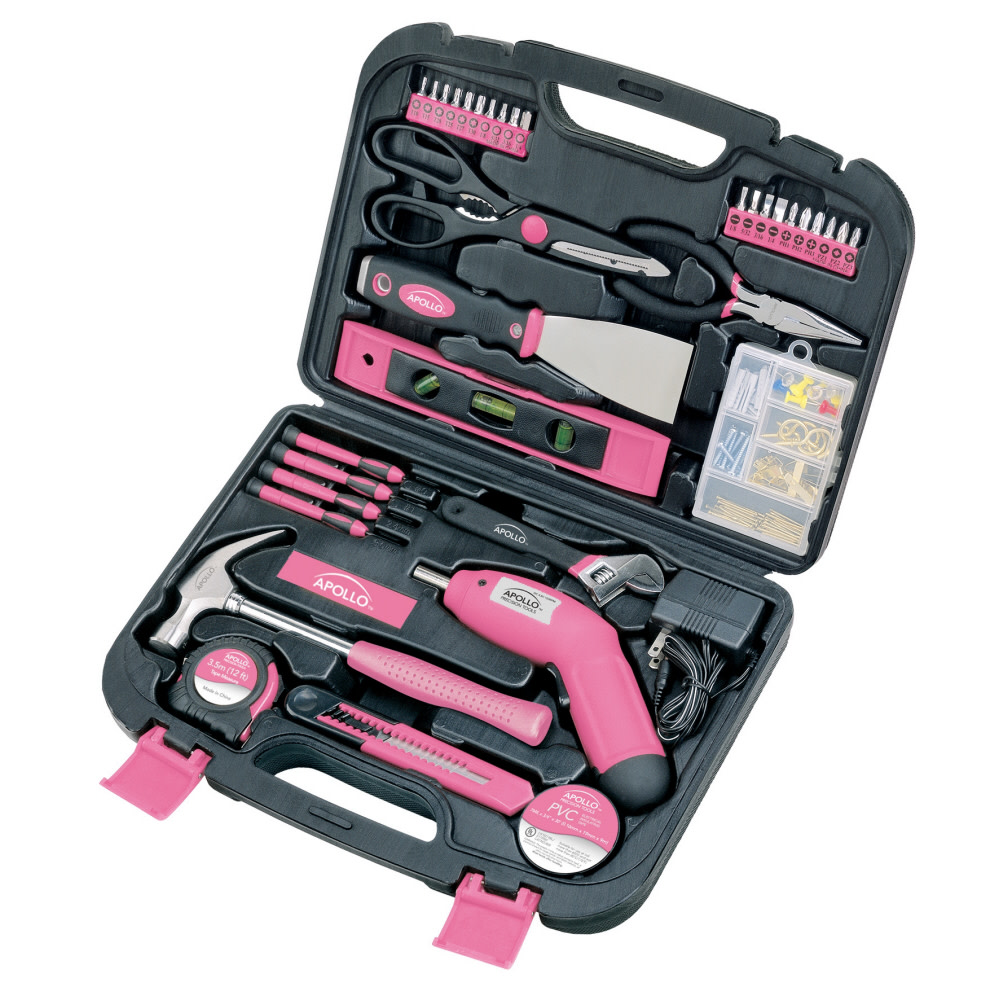 Apollo Precision Tools 135 Piece Household Tool Kit – Pink - Flockneti