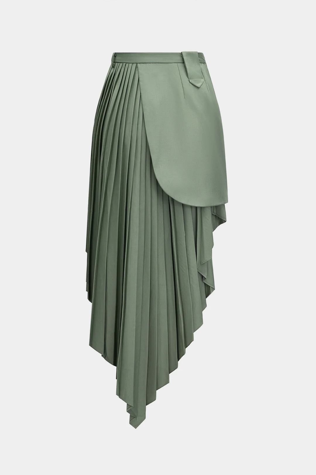 Pleated Asymmetrical Midi Skirt - Flockneti
