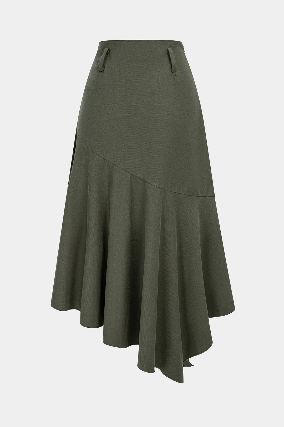 Solid High Waist Irregular Hem Skirt - Flockneti