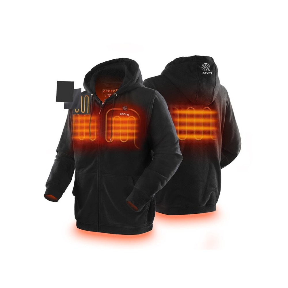 ORORO Unisex Black Heated Fleece Hoodie Kit Large - Flockneti