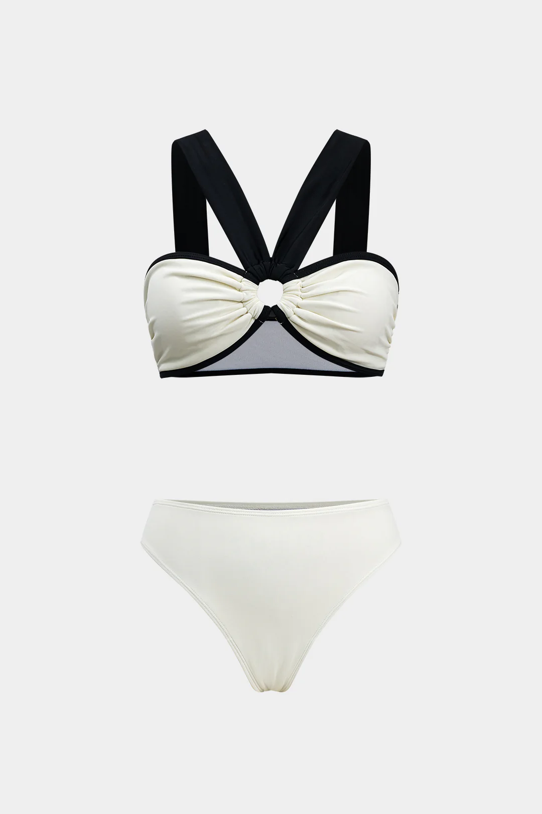 Contrast Ruched Cut Out Bikini Set - Flockneti