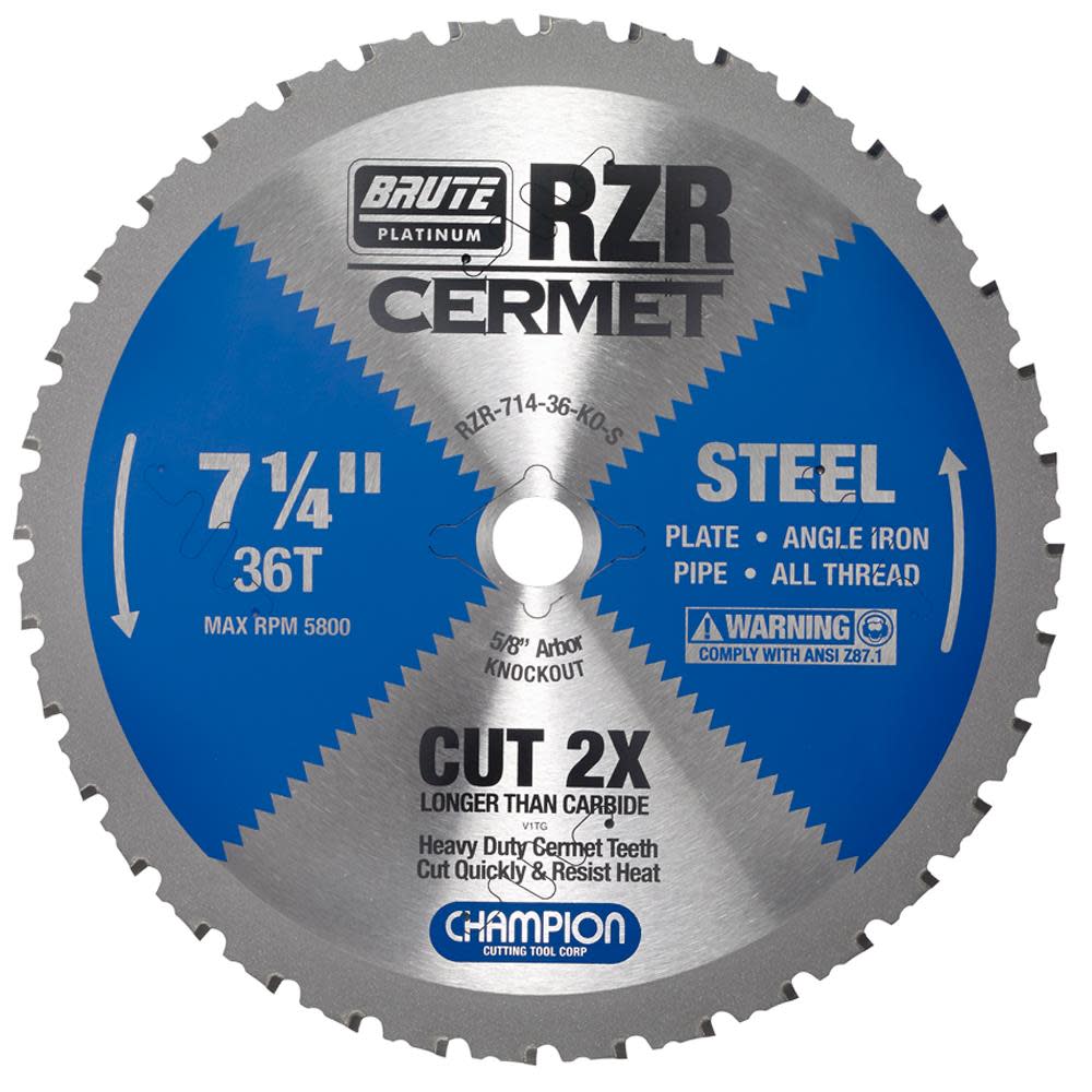 Champion Cutting Tool Brute Cermet Tipped Circular Saw Blade 7-1/4 In (steel cutting) - Flockneti