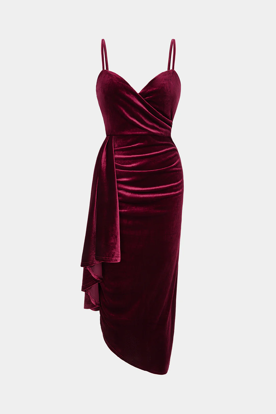 Velvet Ruched Sleeveless Slip Midi Dress - Flockneti