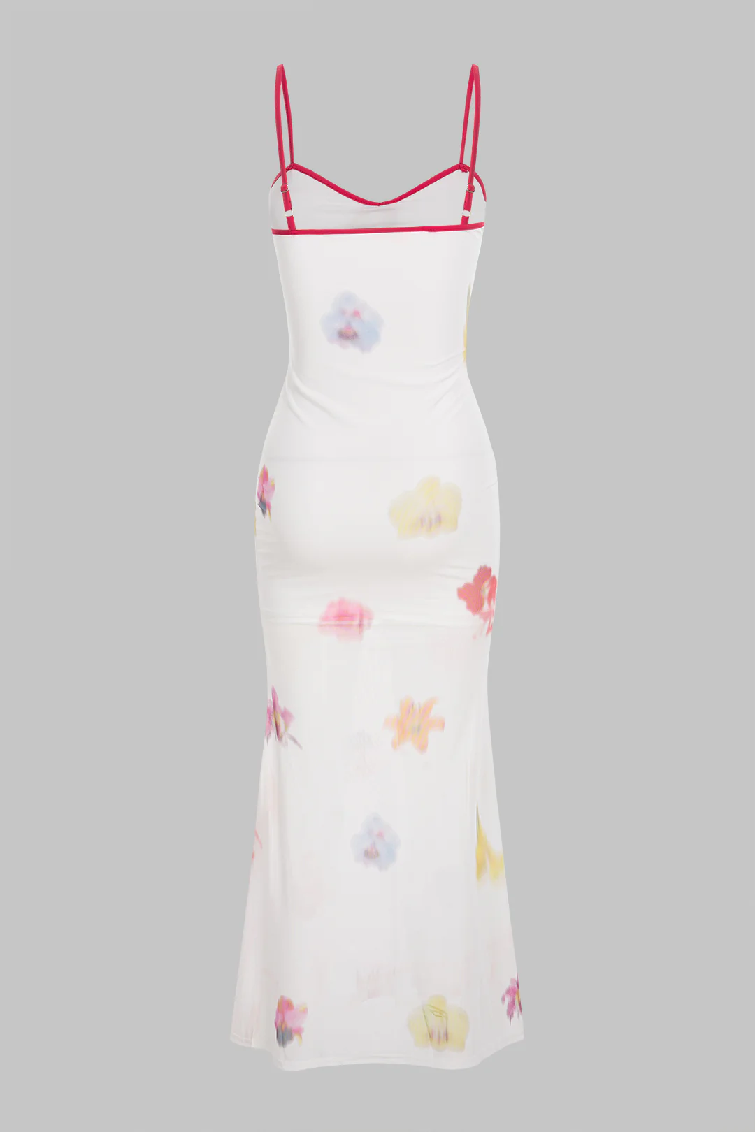 Contrast Floral Print Mesh Tie-Up Sleeveless Maxi Dress - Flockneti