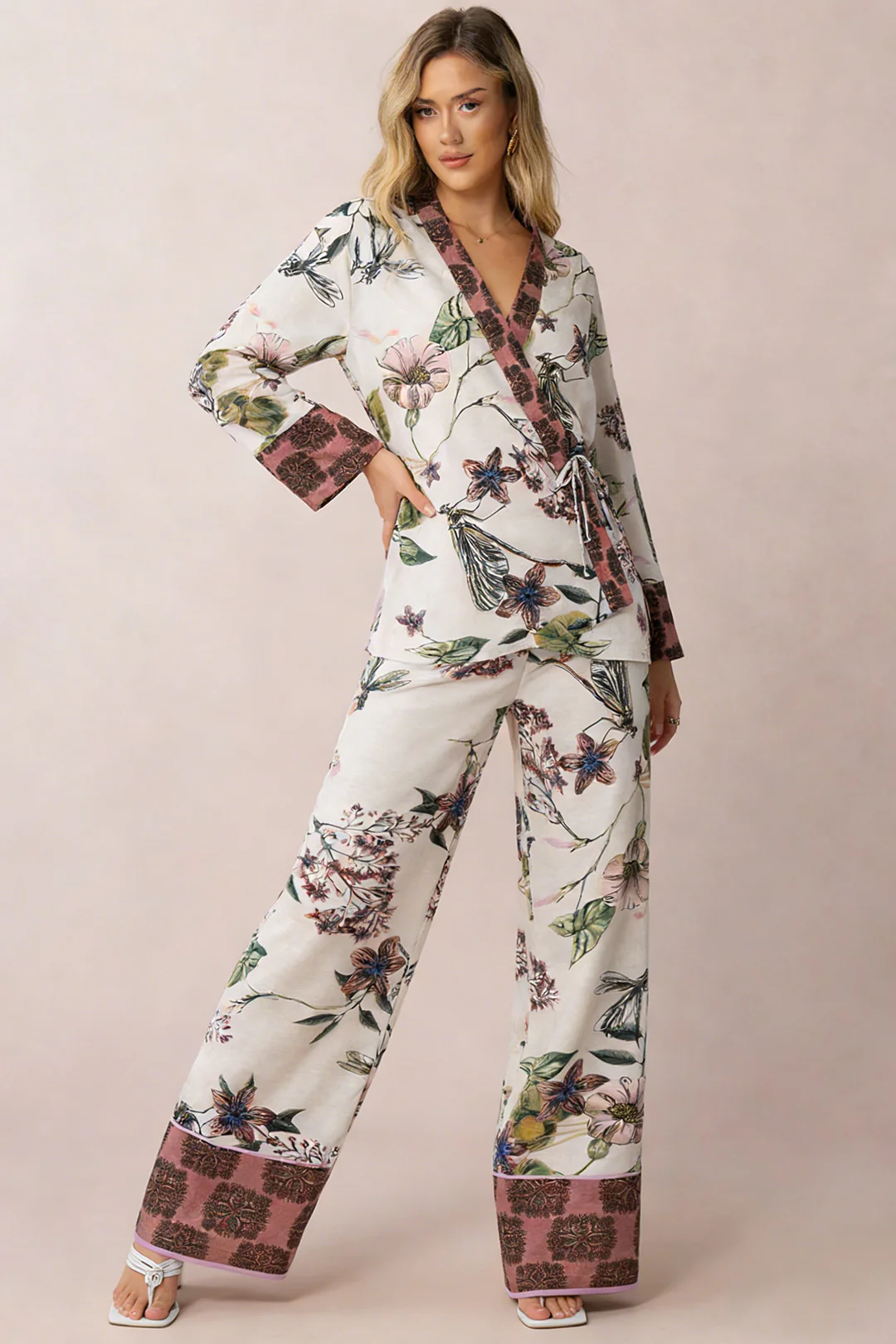 Floral Print Straight Leg Pants - Flockneti