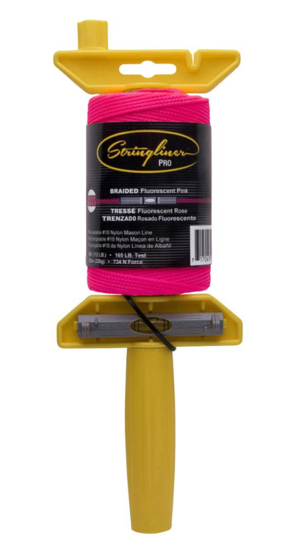 US Tape Level Wiz Reel with 500 Ft. Braided Flo Pink Line - Flockneti