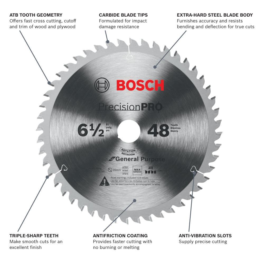 Bosch 6-1/2 In. 48-Tooth Precision Pro Series Track Saw Blade - Flockneti