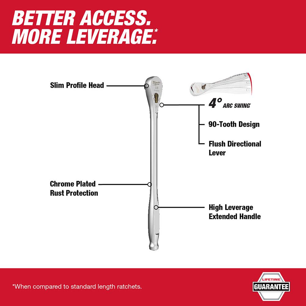 Milwaukee Ratchet 12″ 3/8″ Drive - Flockneti