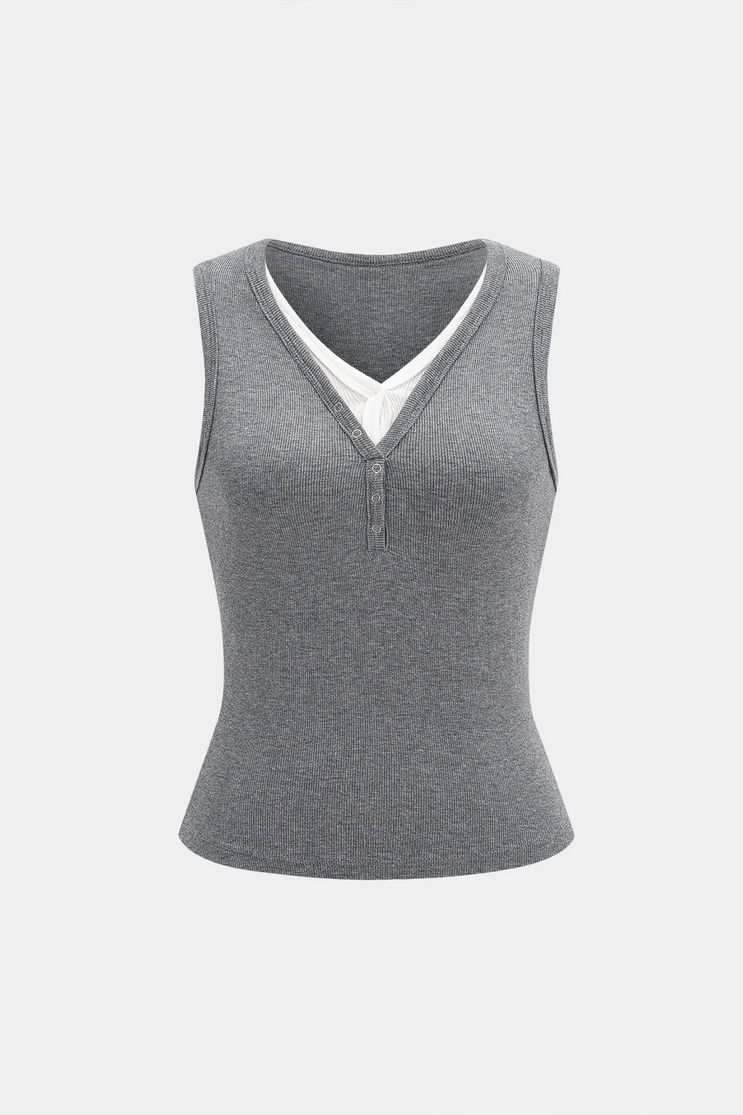 V-Neck Contrast Sleeveless Tank Top - Flockneti