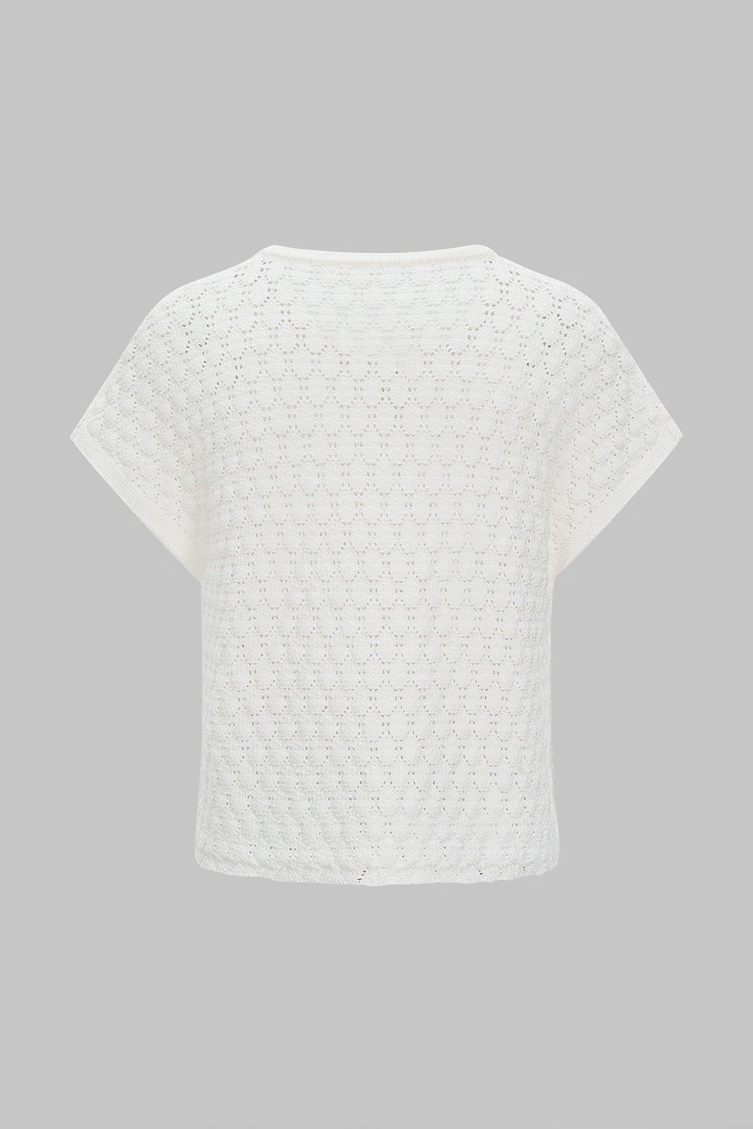Knit Metallic Decor Cut Out Short Sleeve Top - Flockneti