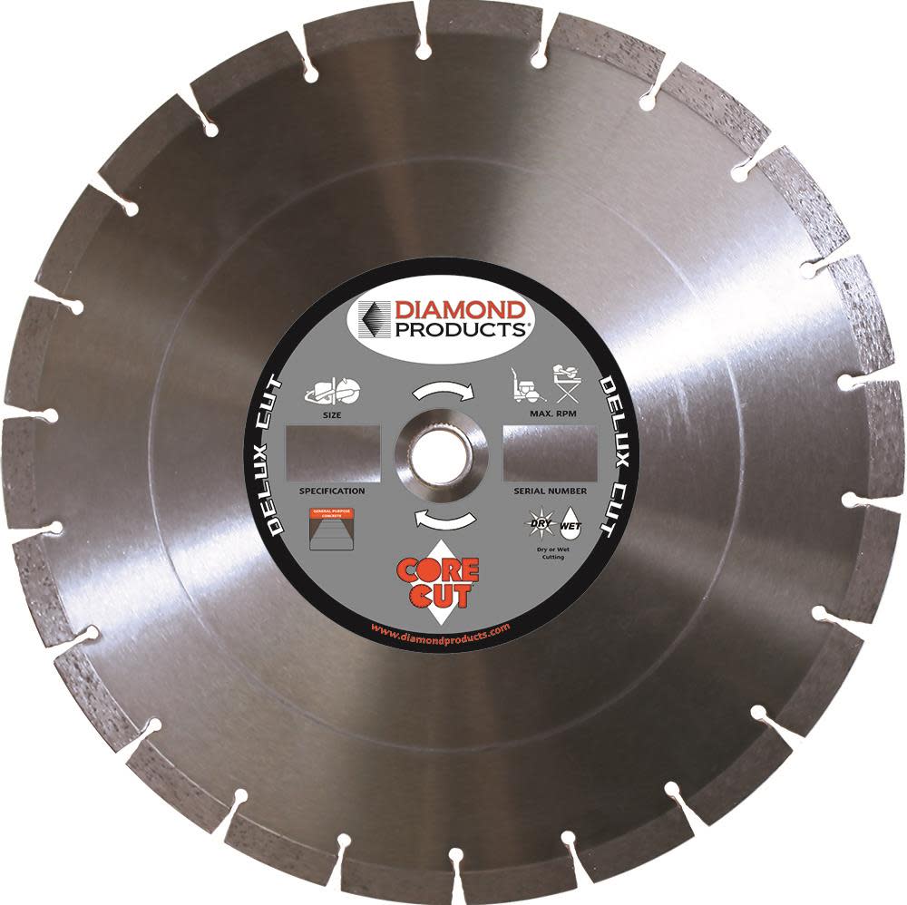 Diamond Products 12 In. x .110 In. x 1 In. Delux-Cut Dry High Speed Blade - Flockneti