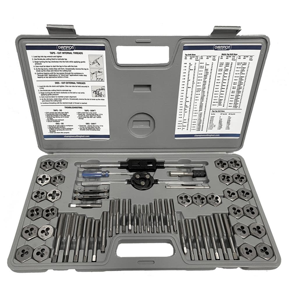 Champion Cutting Tool 60 pc NC NF Metric Tap & Die Set - Flockneti