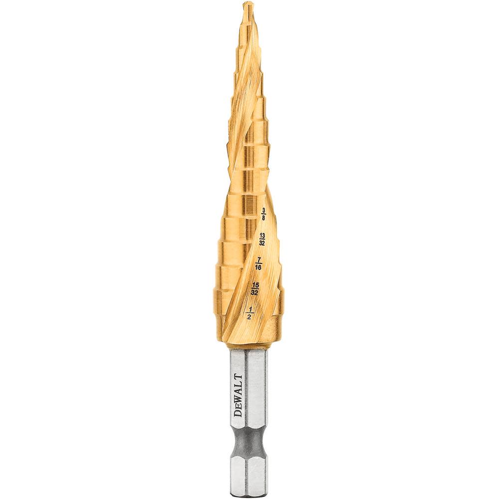DEWALT 1/8 In. to 1/2 In. Impact Ready Step Drill Bit - Flockneti
