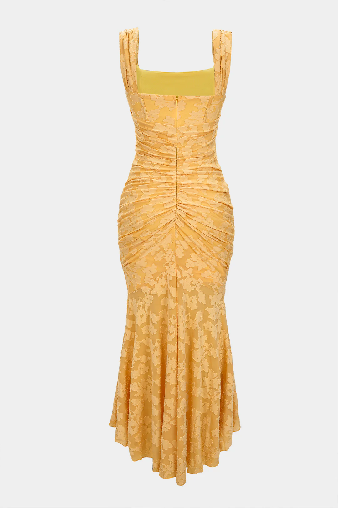 Jacquard Ruched Asymmetrical Slip Sleeveless Midi Dress - Flockneti