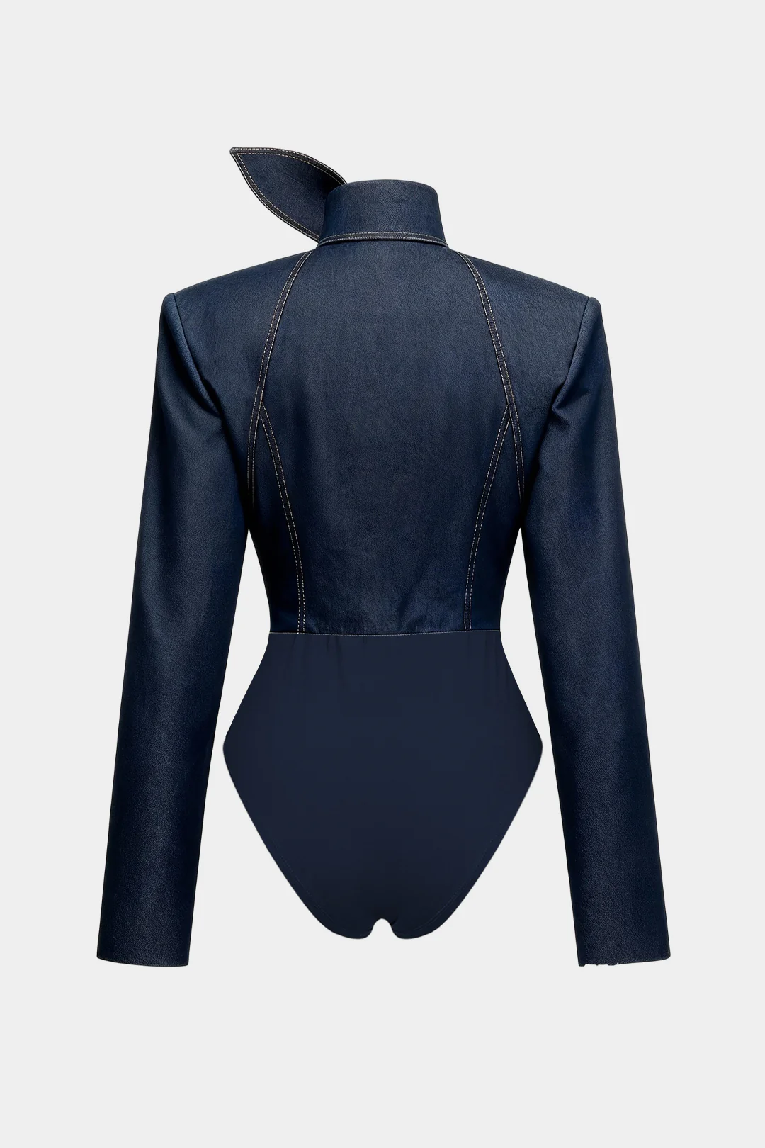 Denim Tie-Up Button Bodysuit - Flockneti