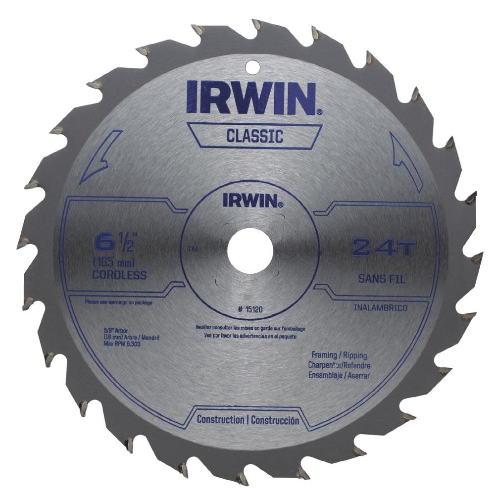 Irwin 6-1/2 In. 24 Tpi Cordless Classic Circular Saw Blade - Flockneti