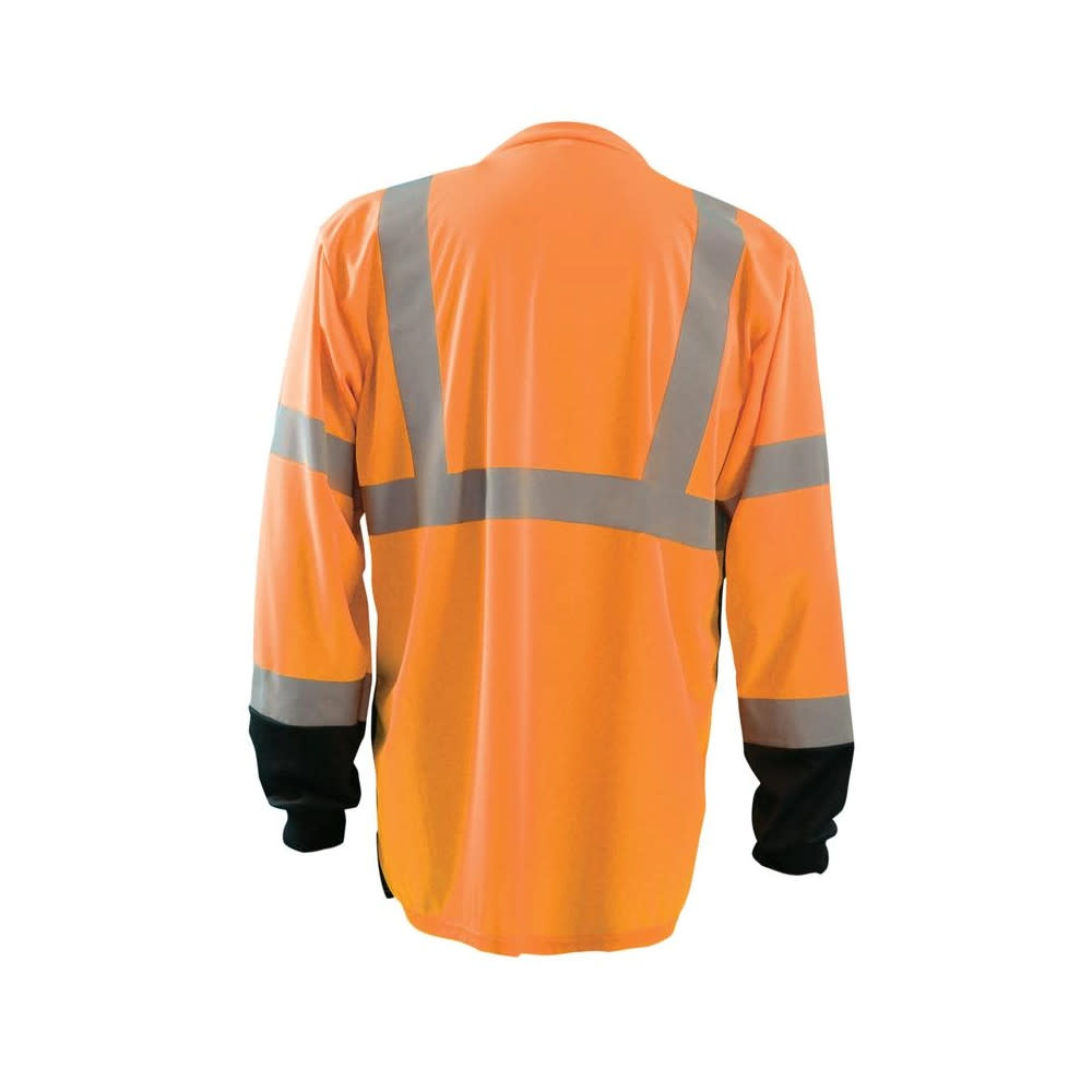 Occunomix Hi-Vis Orange Black Bottom Wicking Birdseye Shirt Long Sleeve Small - Flockneti