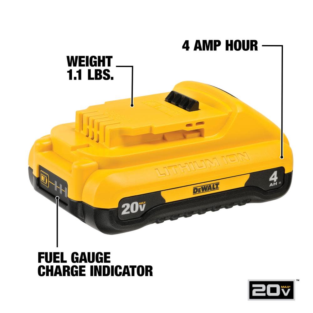 DEWALT 20V MAX 4Ah Compact Lithium Ion Battery 2-Pack - Flockneti