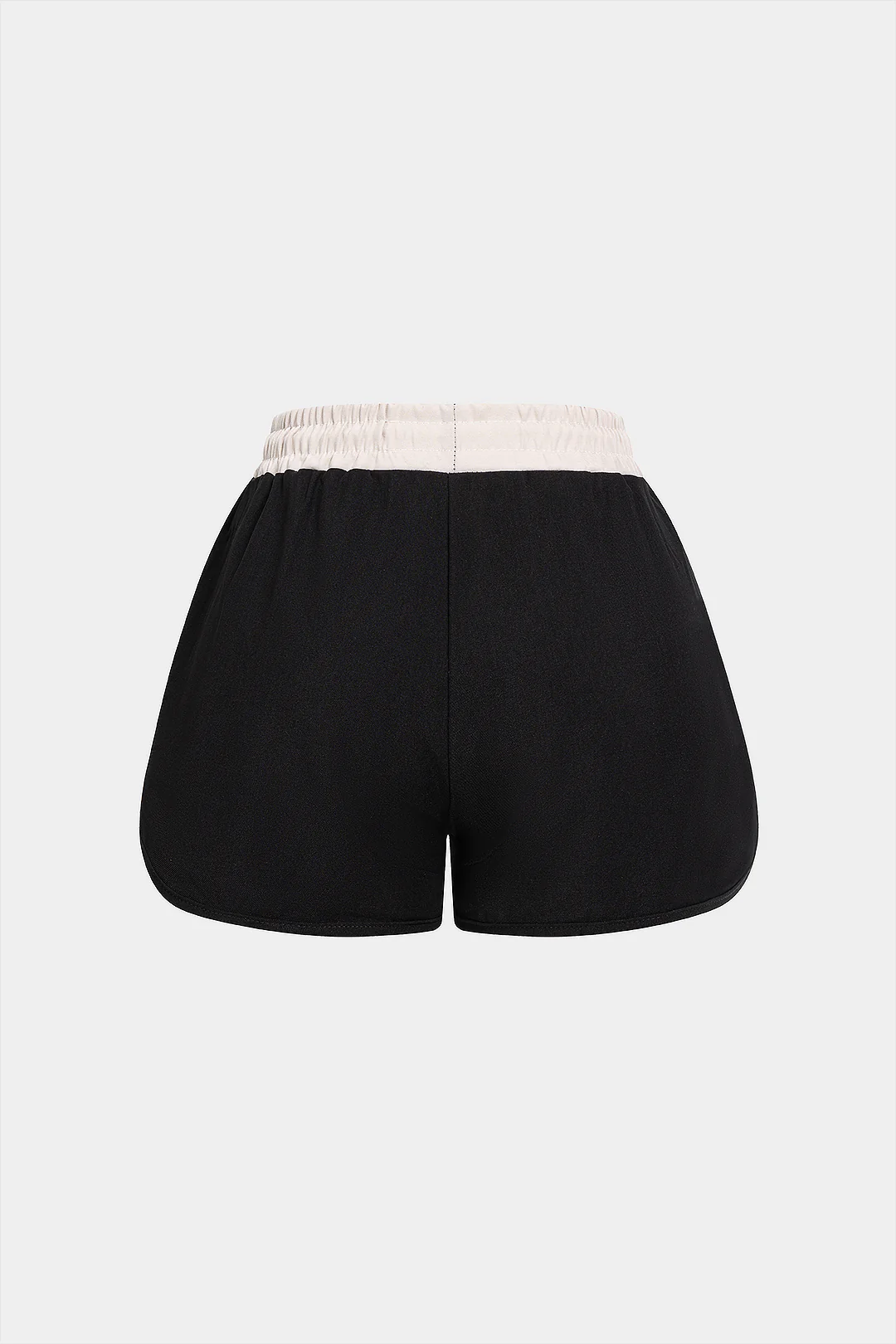 Contrast Pocket Drawstring Shirred Waistband Shorts - Flockneti