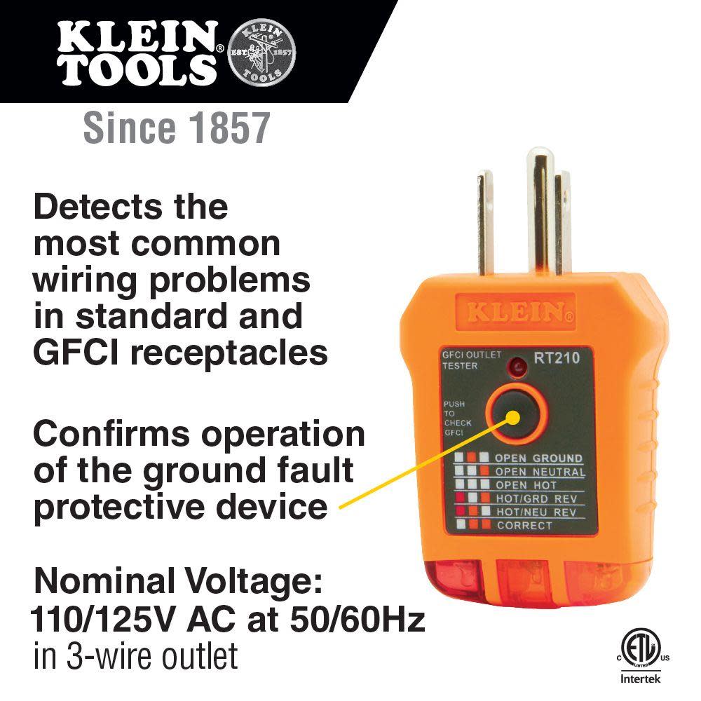 Klein Tools GFCI Receptacle Tester - Flockneti