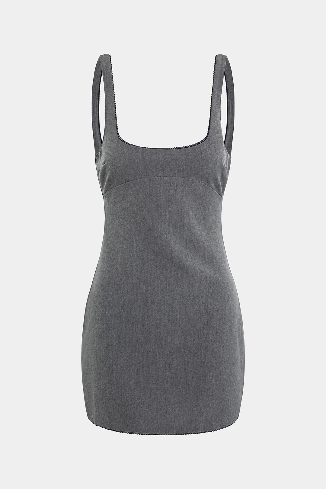 Square Neck Zipper Backless Sleeveless Mini Dress - Flockneti