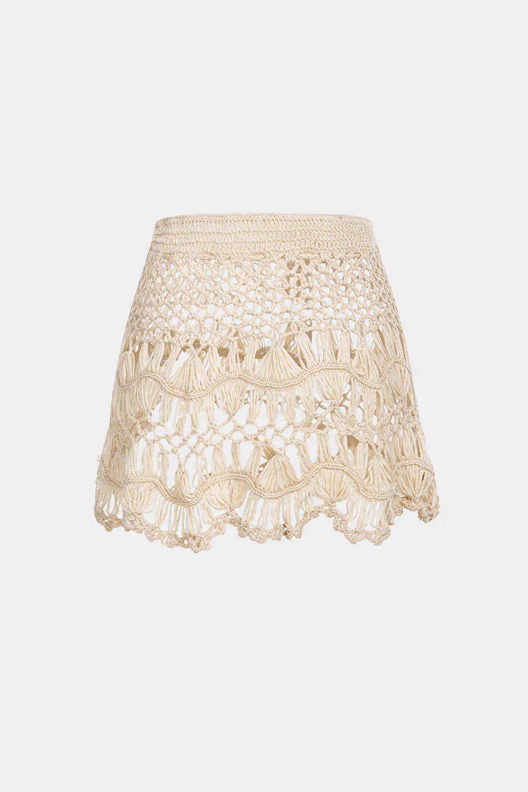 Knit Solid Tie Front Hollow Out Skirt - Flockneti