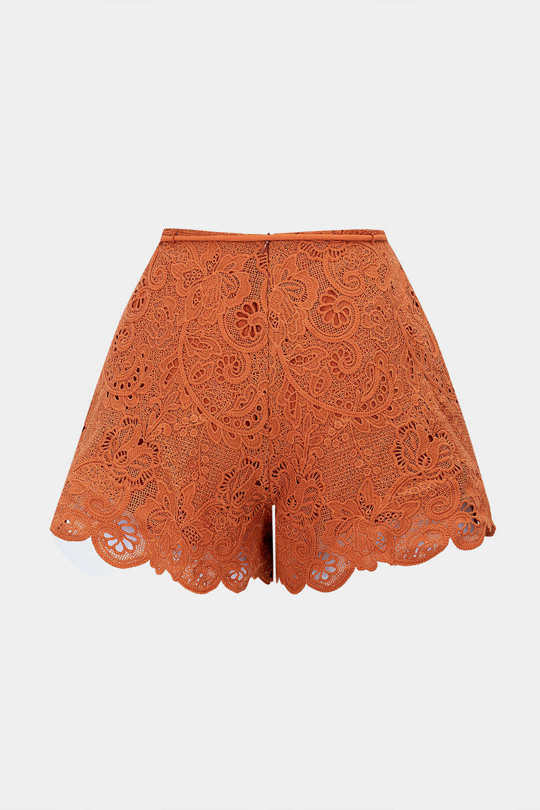 Cut Out Tie-Up Scalloped Hem Shorts - Flockneti