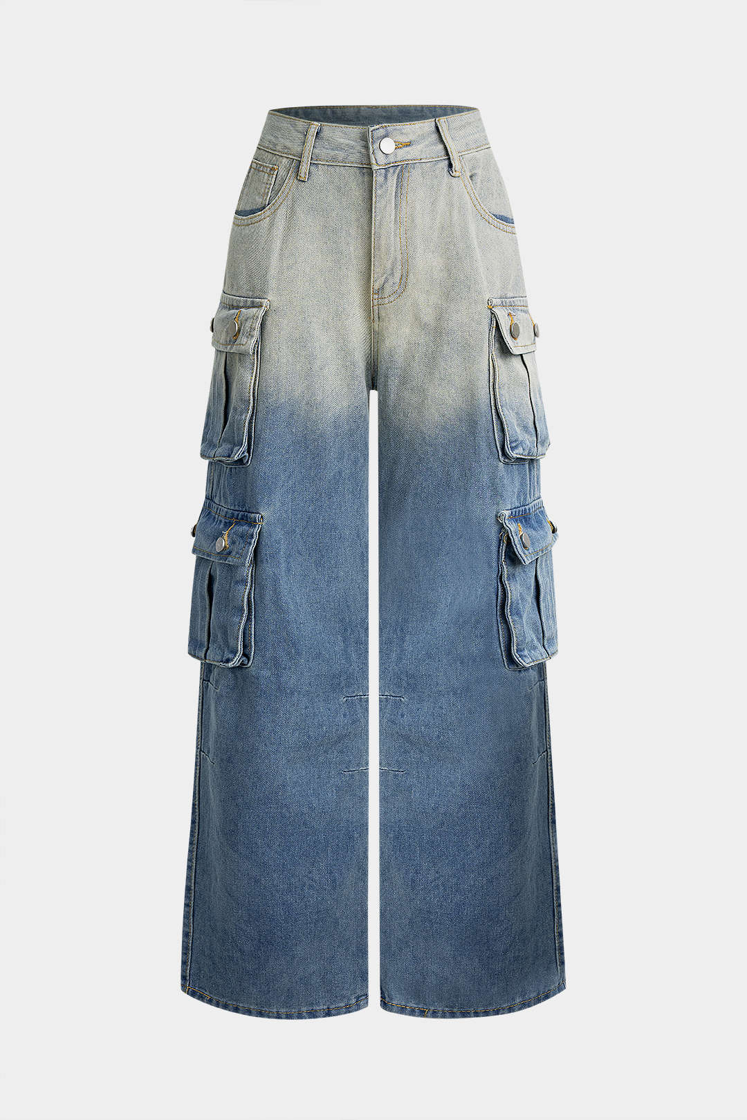 Denim High Waist Pocket Wide Leg Jeans - Flockneti