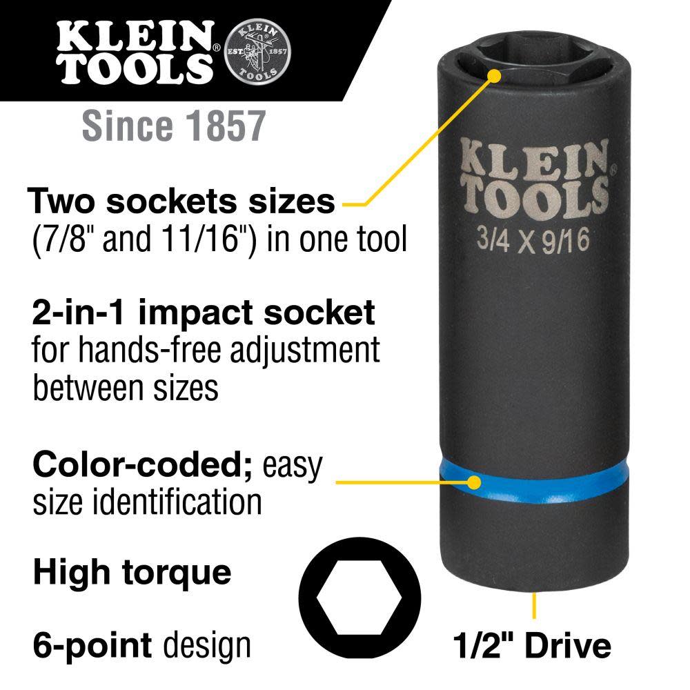 Klein Tools 2-in-1 Socket 7/8″ X 11/16″ 6 Pt - Flockneti
