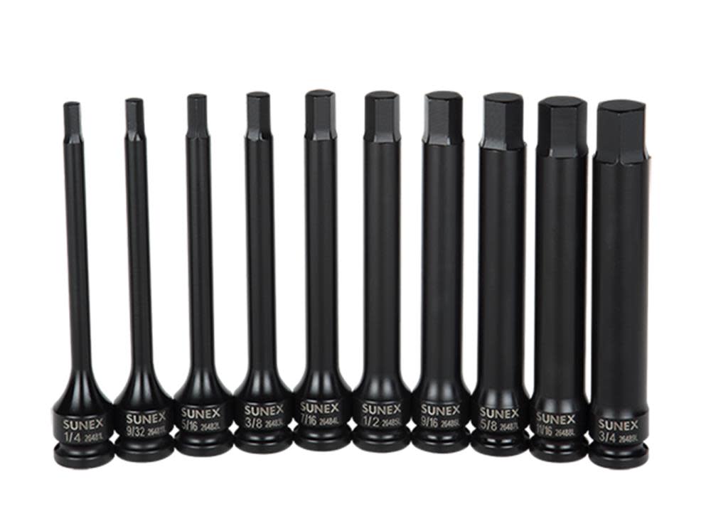 Sunex 1/2 In. Drive SAE Impact Hex Driver Set 10 Pc - Flockneti
