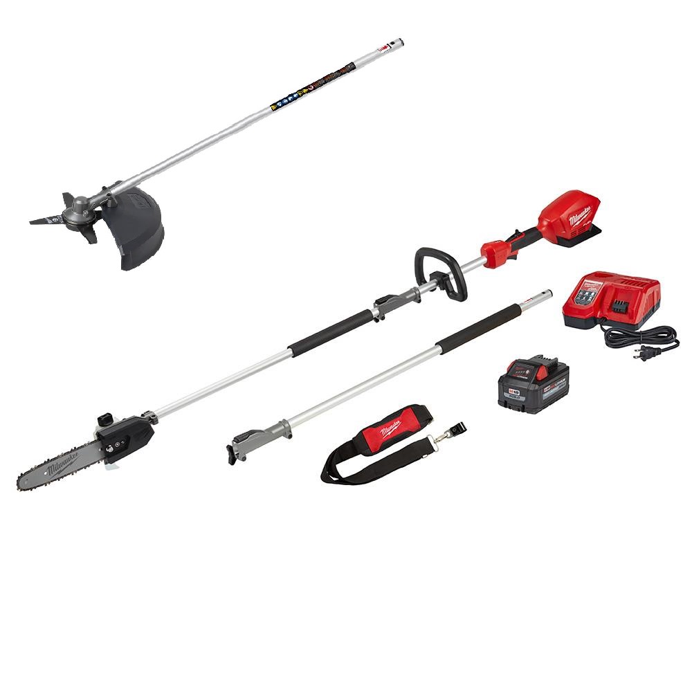 Milwaukee M18 FUEL QUIK-LOK 10″ Pole Saw Kit & Brush Cutter Attachment Bundle - Flockneti