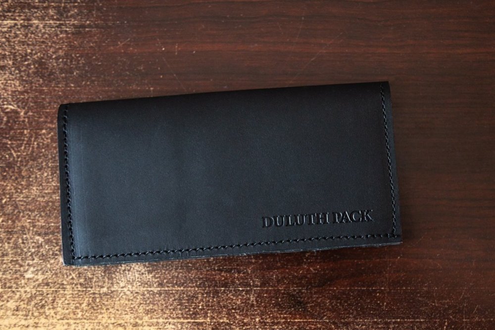 Duluth Pack Black Smooth Leather Checkbook Cover - Flockneti