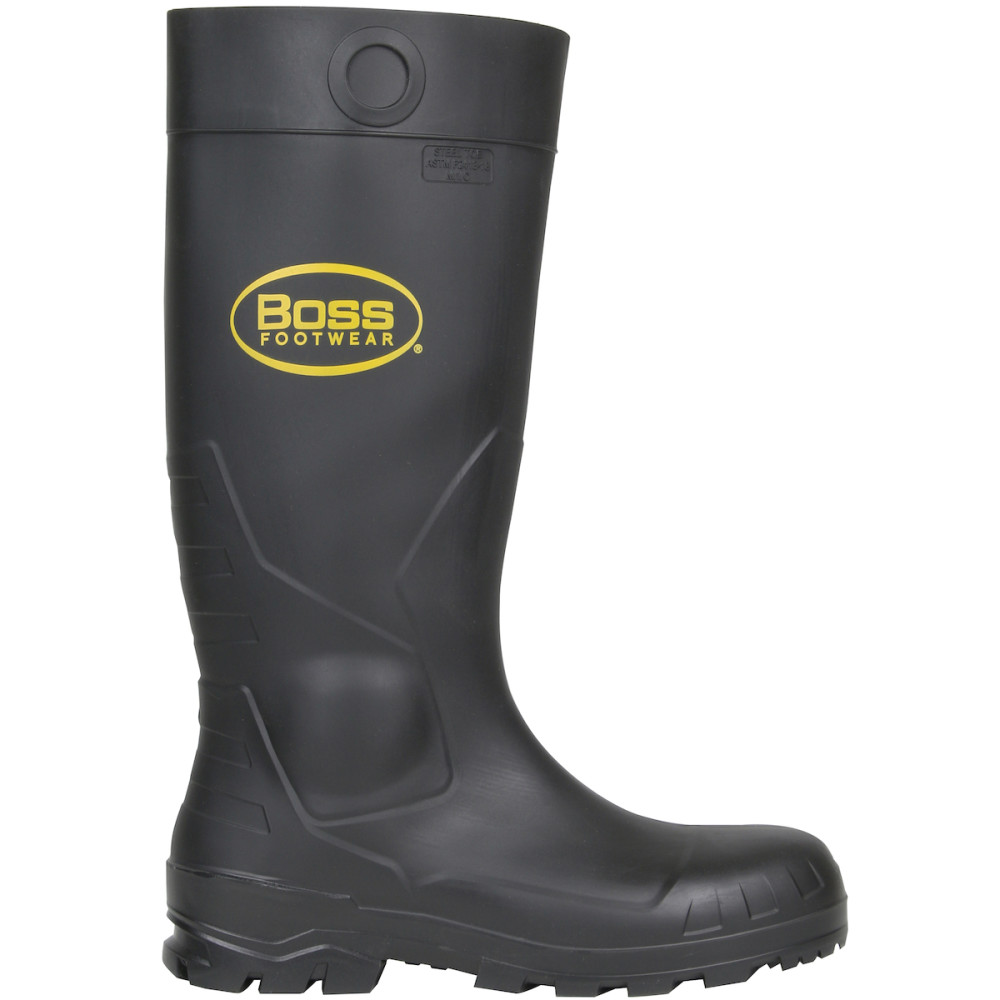 Protective Industrial Products Boss Footwear 16″ Black PVC Plain Toe Boot Size 8 - Flockneti