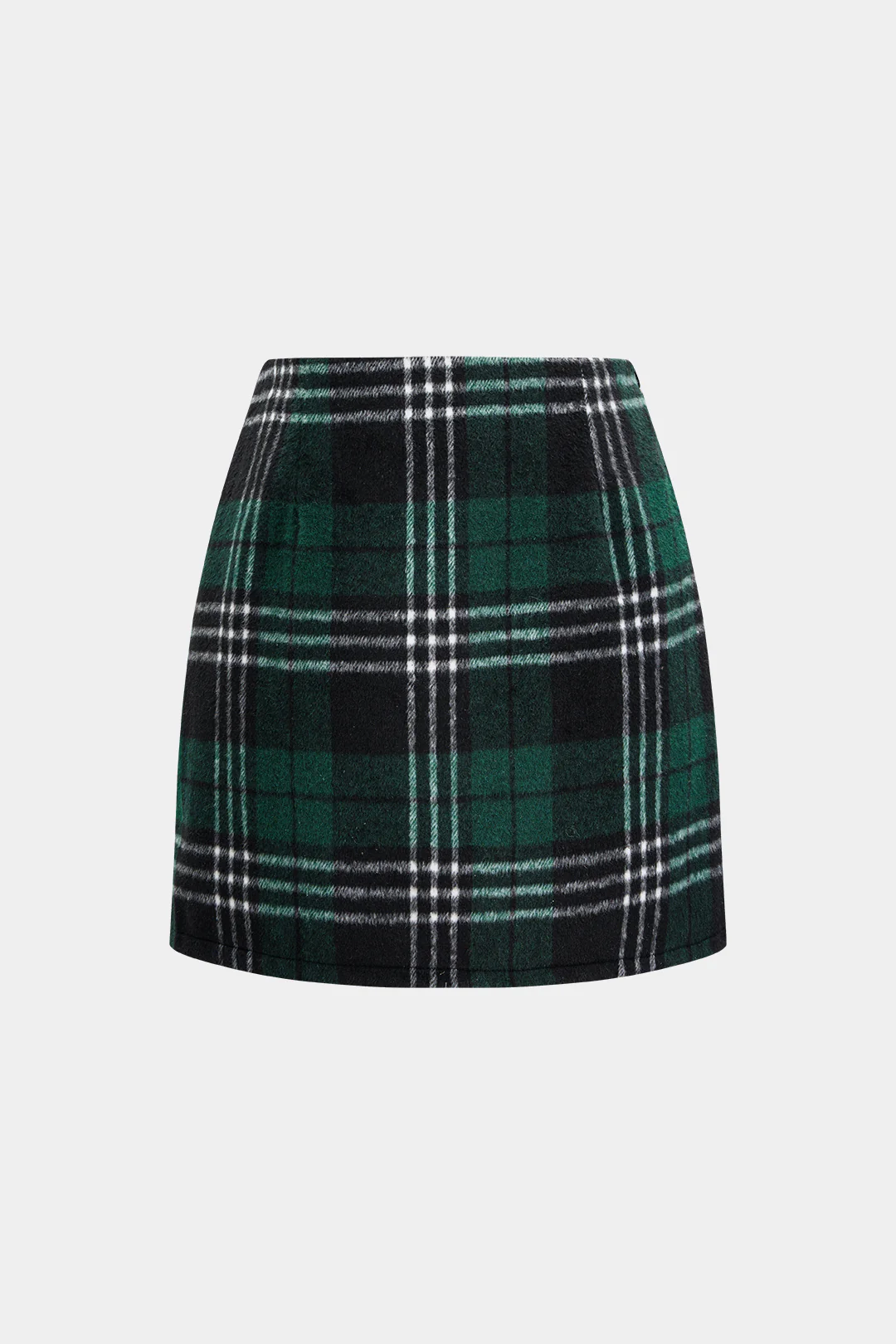 Plaid Print Woolen High Waist Mini Skirt - Flockneti