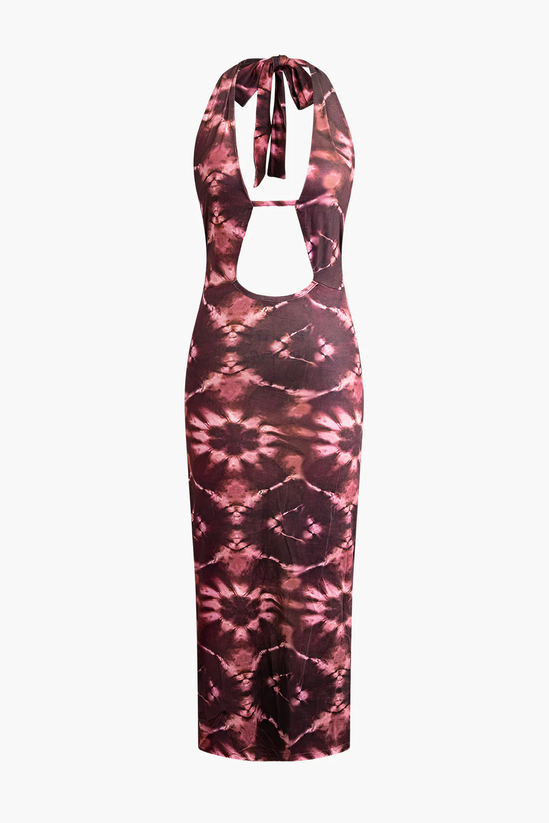 Tie Dye Print Backless Tie Up Sleeveless Maxi Dress - Flockneti