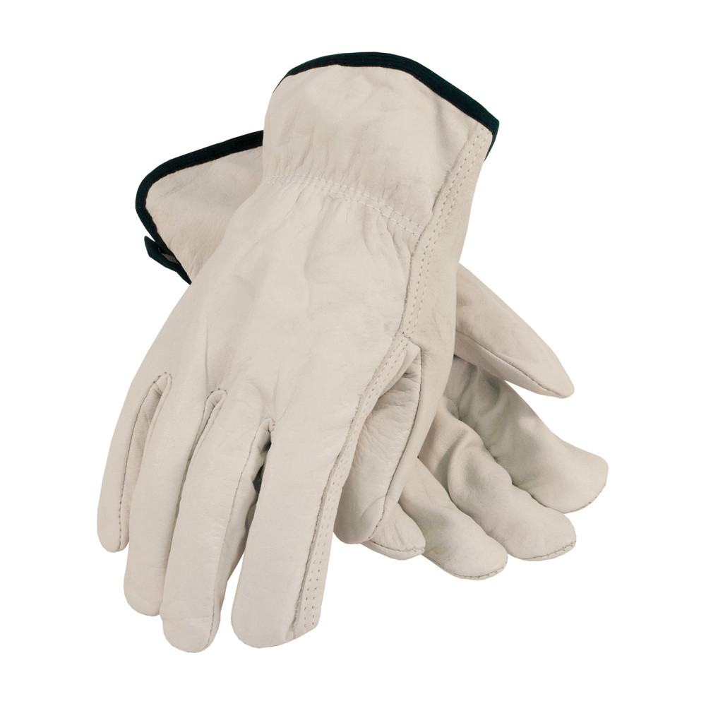 Protective Industrial Products Drivers Gloves White Economy Top Grain Cowhide Leather Large - Flockneti