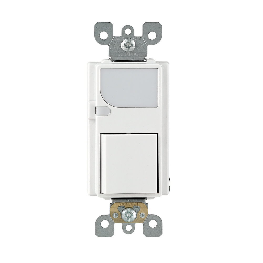 Leviton Combination Decora Switch with LED Light 15A 120VAC White - Flockneti