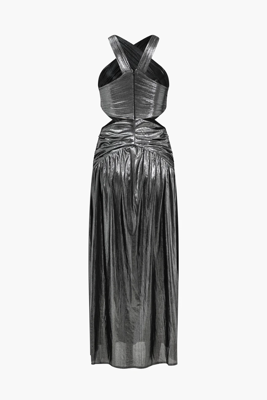 Ruched Crossed Cut Out Sleeveless Maxi Dress - Flockneti