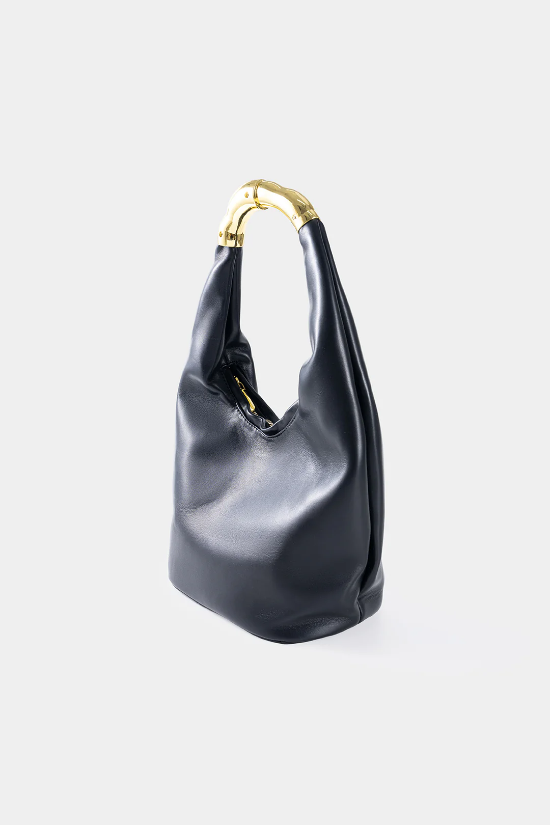 Faux Leather Metal Handheld Shoulder Bag - Flockneti