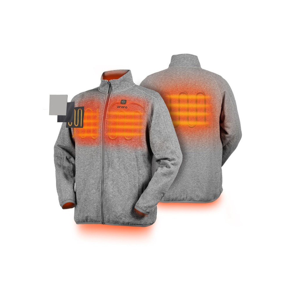 ORORO Mens Flecking Gray Heated Fleece Jacket Kit 2X - Flockneti